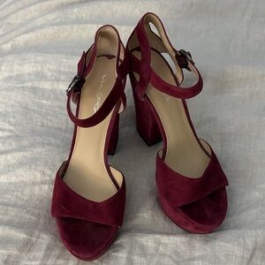 Via Spiga Women's Deep Red Suede Heels
